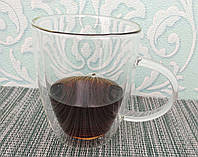 Стеклянная чашка с двойным дном стеклом 310 мл | кружка с двойными стенками | Скляна кружка