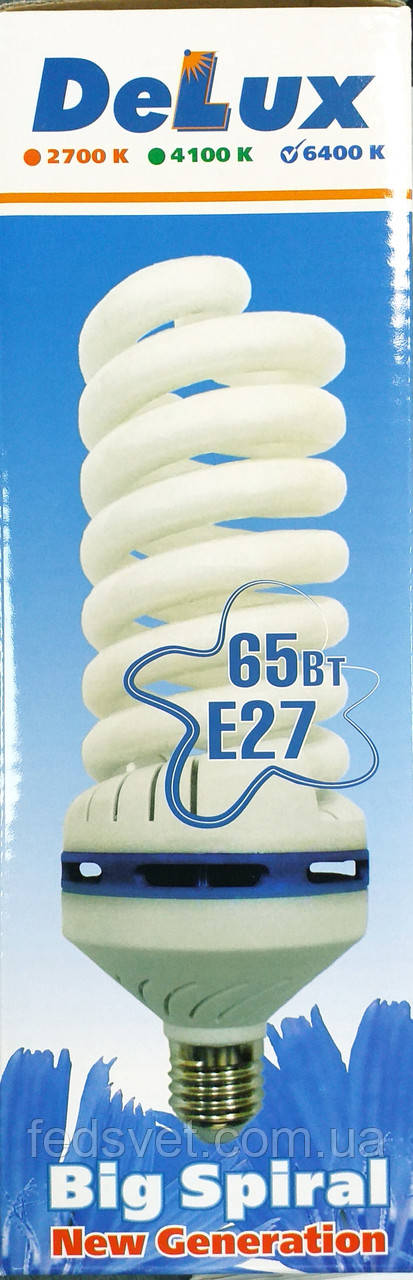 Лампа енергозберігаюча DELUX Big Spiral 65W E27 6400K