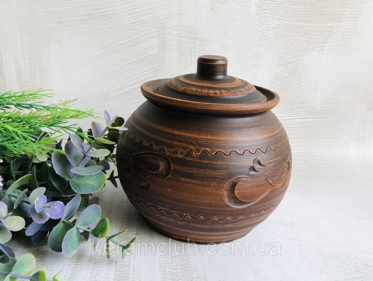 Цукорниця ручної роботи Керамклуб 1 л із червоної глини, фото 1