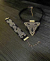 Кольє та браслет ручної роботи Золоті орнаменти