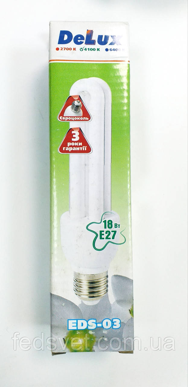 Лампа енергозберігаюча DELUX EDS-03 18W 2700К E27, фото 1