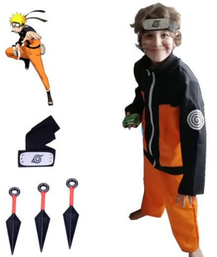 Костюм Наруто Удзумаки з пов'язкою та кунами Naruto ABC (130-140см)