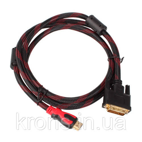 Кабель DVI-D (24+1) - HDMI 1.8м позолочений в обплетенні