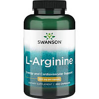 Аргинин для улучшения кровообращения, L-arginine, Swanson, 500 мг, 200 капсул