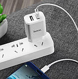 Адаптер мережевий Hoco Victoria C62A, 2USB, 2.1A, білий, фото 3