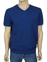Однотонна чоловіча футболка Caporicco 8908 Saks синього кольору