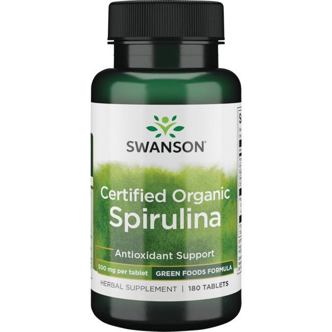 Спіруліна натуральна, Organic Spirulina, Swanson, 500 мг, 180 таблеток, фото 1