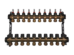 Колекторний вузол ORSO в зборі на 10 виходів Нержавійка SS304 Бронза