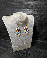 Сережки ручної роботи Різнобарвні пір'їнки