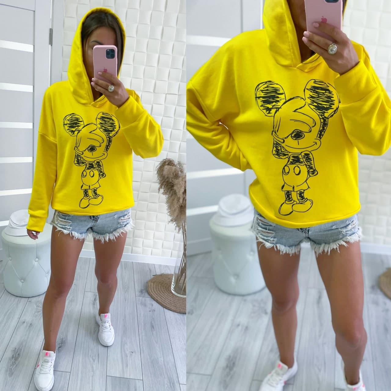 Яскрава і стильна толстовка з зображенням Міккі Мауса (капюшон) yellow