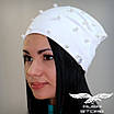 Гарна жіноча шапка з намистинами, фото 2