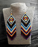 Довгі сережки ручної роботи з бісеру