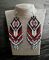 Довгі сережки ручної роботи з бісеру
