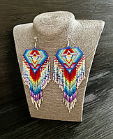 Довгі сережки ручної роботи з бісеру