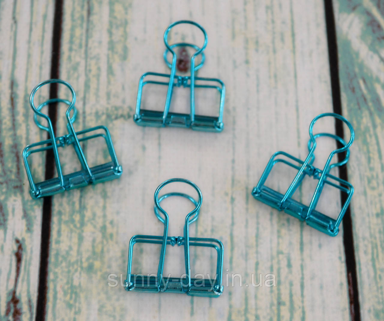 Біндер металевий 5,5х3х1см колір - блакитний, фото 1