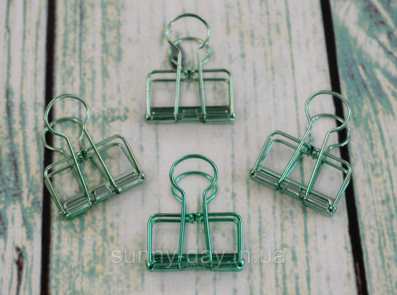 Біндер металевий 5,5х3х1см колір - зелений, фото 1