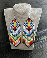 Довгі сережки ручної роботи з бісеру