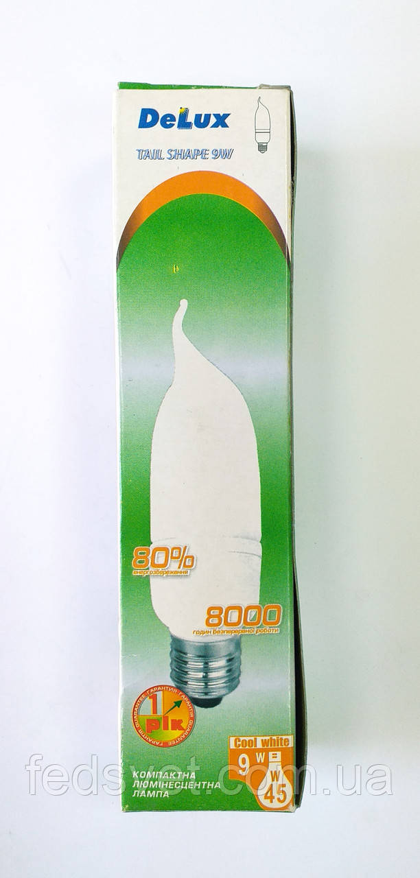 Лампа енергозберігаюча DELUX Tail Shape 9W 6400К E27, фото 1