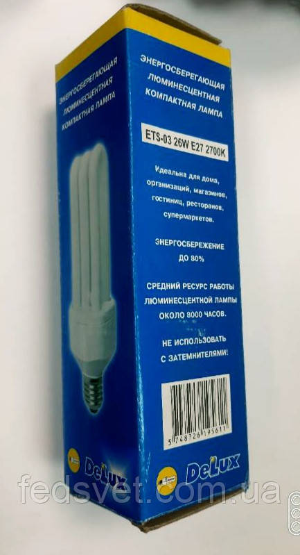 Лампа енергозберігаюча DELUX ETS-03 26W 2700К E27