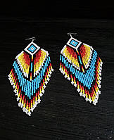 Довгі сережки ручної роботи з бісеру