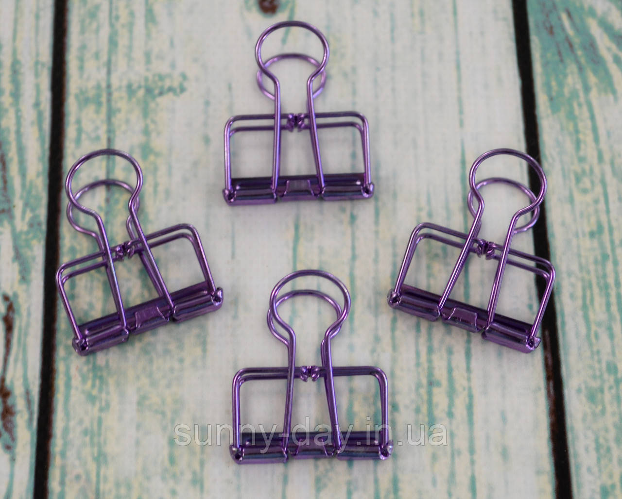 Біндер металевий 5,5х3х1см колір - бузковий, фото 1