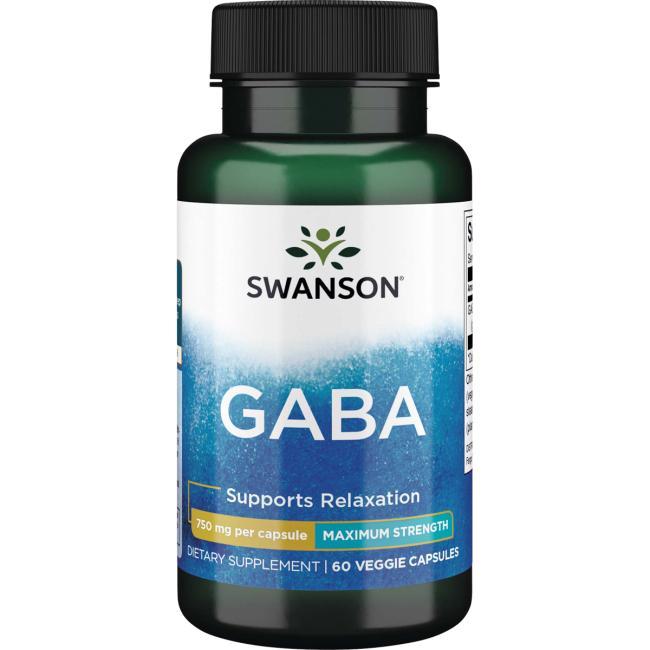 ГАМК (GABA) максимальної сили, GABA, Swanson, 750 мг, 60 капсул