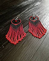 Сережки ручної роботи Ловець снів червоний