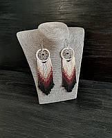 Сережки ручної роботи Ловець снів бежевий