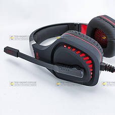 Ігрові навушники з мікрофоном Ovleng GT96 з RGB підсвіткою геймерські для комп'ютера і ноутбука червоні, фото 2