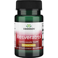 Антиоксидант Ресвератрол, серцево-судинний, Resveratrol, Swanson, 100 мг, 30 капсул