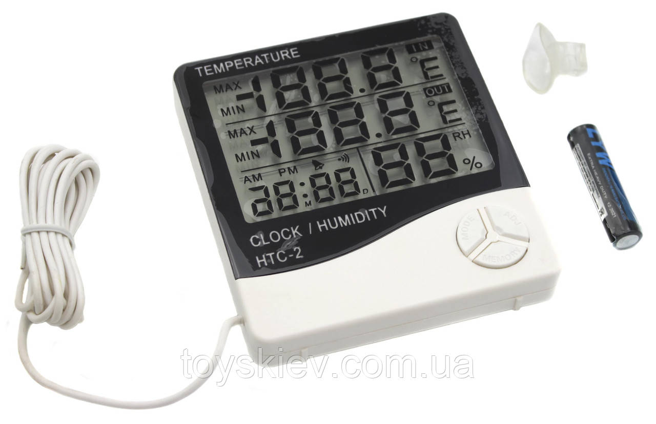 Цифровий термометр-гігрометр HTC-2 з виносним датчиком температури