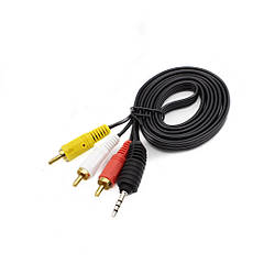 Аудіовідеокабель AV 3.5 Jack (тюльпан 3), 1.5 m (у пакеті)