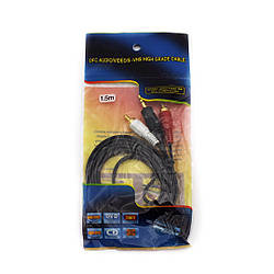 Аудіовідеокабель AV 3.5 Jack (тюльпан 2), 1.5 m (в пакеті)