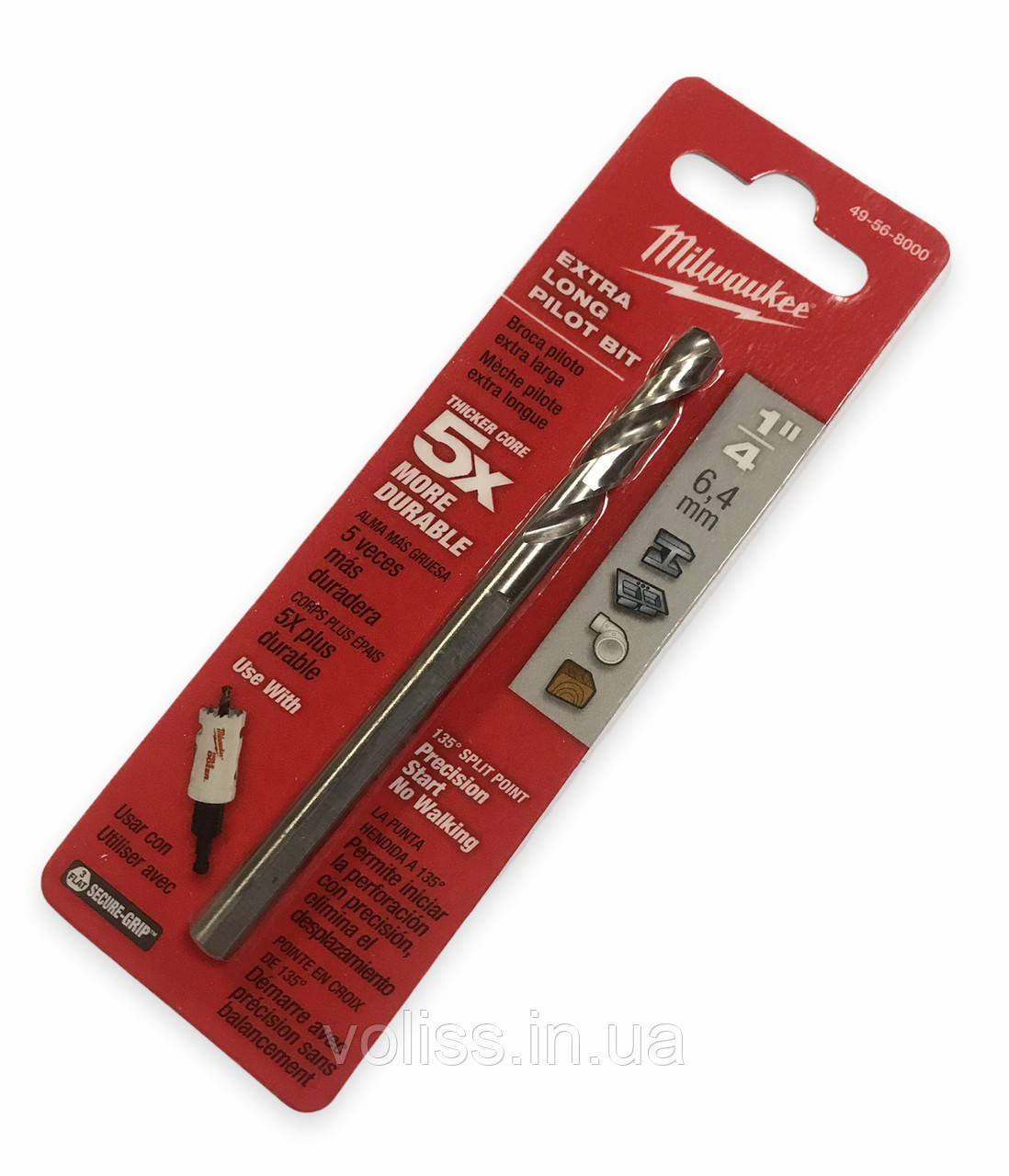 Свердло напрямне для коронок bi-metal довге Milwaukee 6*100мм, фото 1