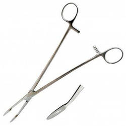 Корнцанг вигнутий. Довжина 260 мм Щ-20-2 "мед сталь"