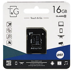 Картка пам'яті microSDHC T&G (UHS-1) 16GBSD class 10 (з адаптом) (Гарантія 3года)