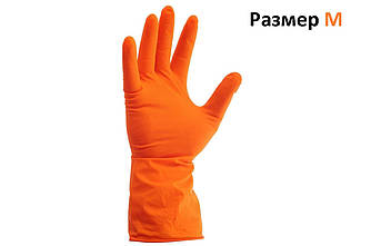 Рукавички для миття посуду Latex Gloves M 7-8 Жовтогарячі 12 пар.