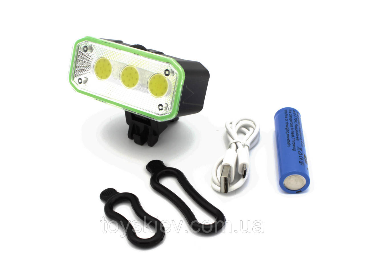 Велосипедна фара COBA CB-961/1*18650/3 режими світла/ червона мигалка/ microUSB/ вело кріплення, фото 1