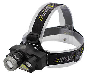 Ліхтар налобний RB129/TD-812-T6 /1*18650 Акк./T6+2*XPE+COB/Zoom/MicroUSB ЗП/ Кріплення на голову