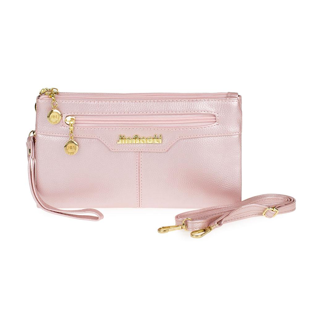 Жіноча сумочка клатч через плече JBL рожевий перламутр