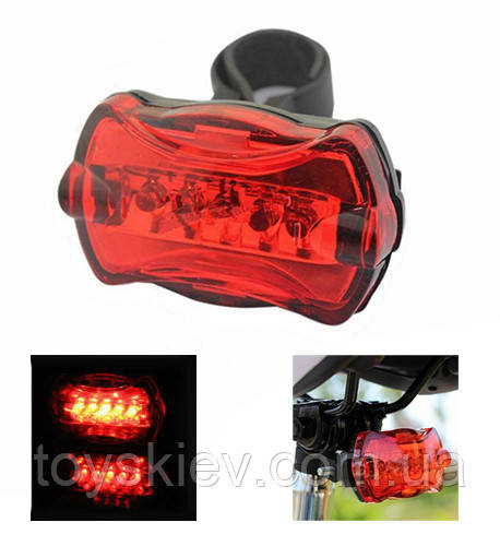 Велоліхтар мигалка STOP 198-5LED, 2xAAA, фото 1