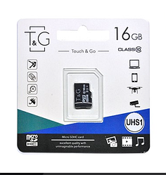 Картка пам'яті microSDHC T&G (UHS-1) 16GBSD class 10 (без адапту) (Гарантія 3года)