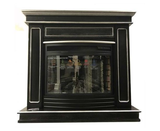 Пристінний камін Fireplace Італія Венге + Патина ефект живого полум'я зі звуком і обігрівом