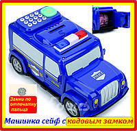 Большая копилка сейф детский машинка полиции с кодовым замком машина игрушка полицейская 589-13B