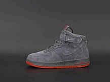 Кросівки чоловічі зимові Nike Air Force Winter 1 hight Grey Red Високі зимові Найк Аїр Форс сірі з хутром, фото 6