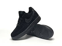 Кросівки чоловічі зимові Nike Air Force Winter Black Кросівки чоловічі Найк Аір Форс чорні з хутром, фото 5