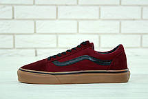 Чоловічі кеди Vans Old Skool Взуття Ванс Олд Скул червоні з коричневою підошвою замша бавовна демісезон, фото 6