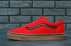 Чоловічі кеди Vans Old Skool Red Взуття Ванс Олд Скул яскраво-червоні з чорним повсякденні, фото 3