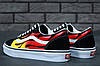 Молодіжні кеди Vans Old Skool Flame Ванс Олд Скул жіночі з принтом полум'я бавовна замша, фото 8