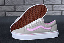 Жіночі кеди Vans Old Skool Pink Взуття Ванс Олд Скул бежеві з рожевим текстиль повсякденні демісезон, фото 6